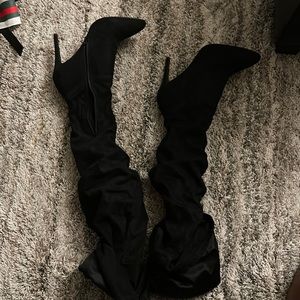 Over the kneee black heels boots women’s